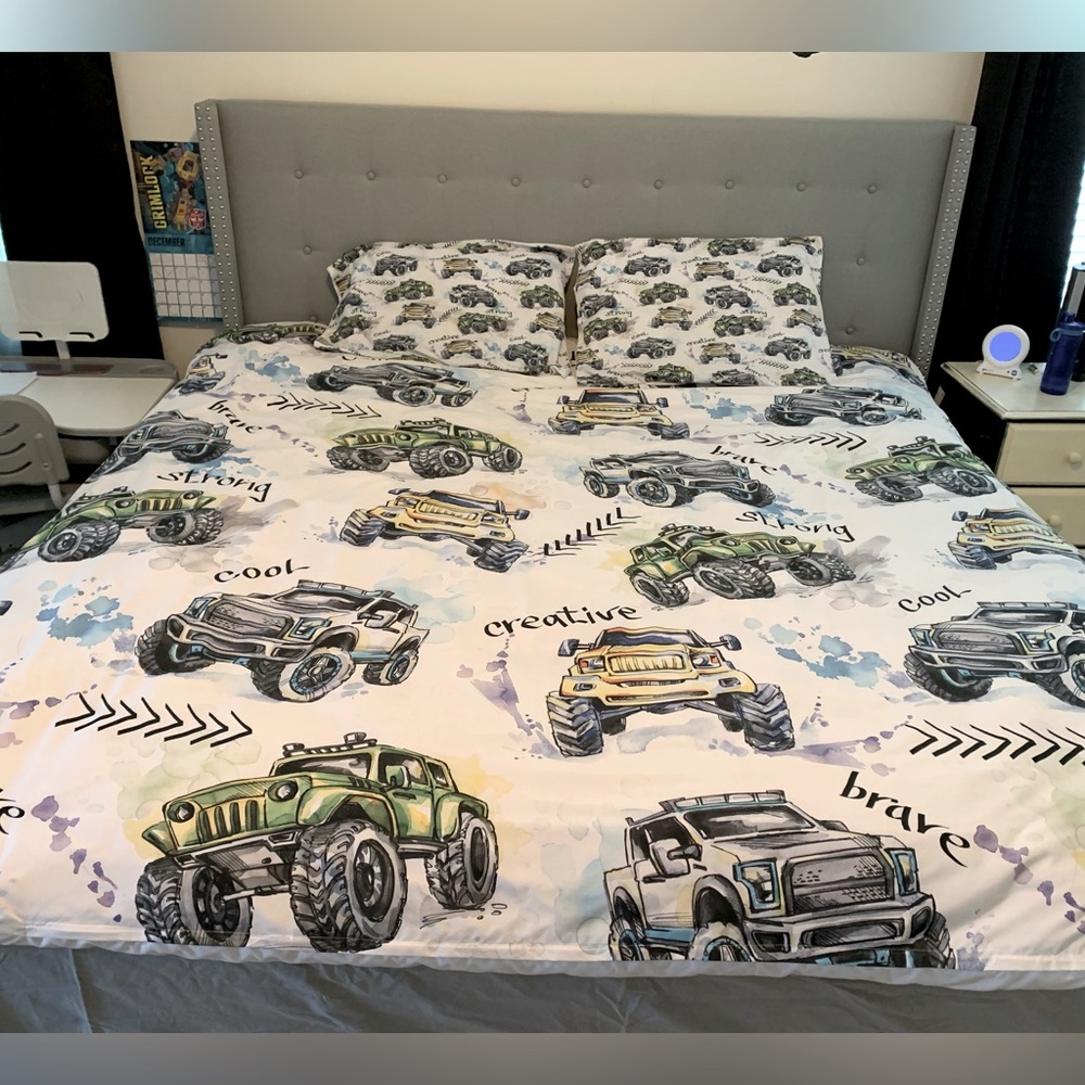 Monster Truck Duvet and Pillow Cases, Full/Queen size Bed